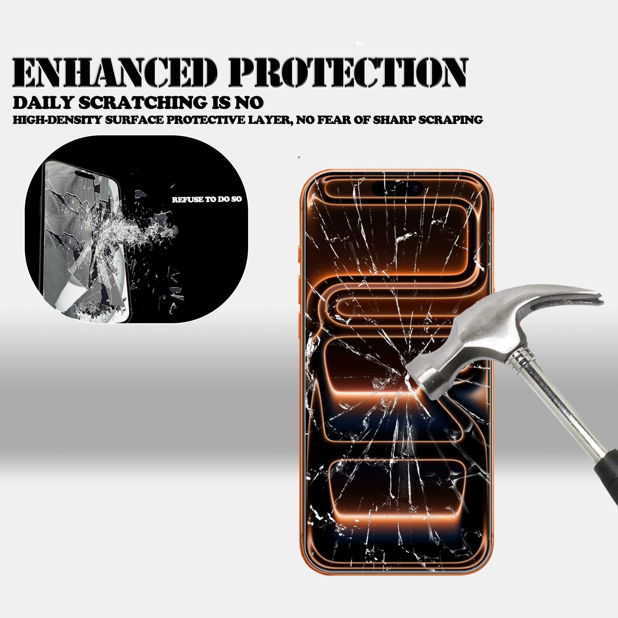 Displayschutzfolie für iPhone 17 Pro, gehärtetes Glas, 2 Stück, mit einfachem Ausrichtungswerkzeug