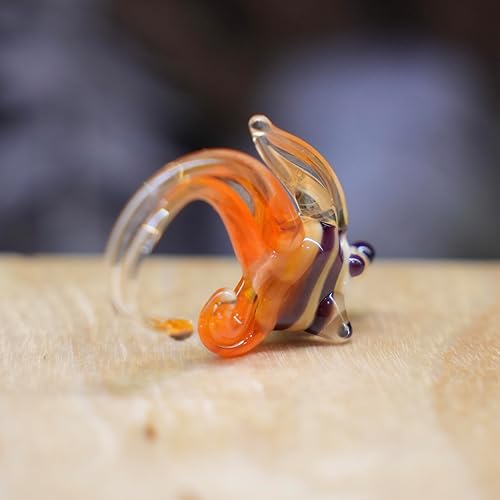 Miniatura 8 de 1 Orange Glass Fish Figurine Hand-Blown Murano-Style Miniature Collectible Fish Ornament for Dollhouse, Shelf & Desk