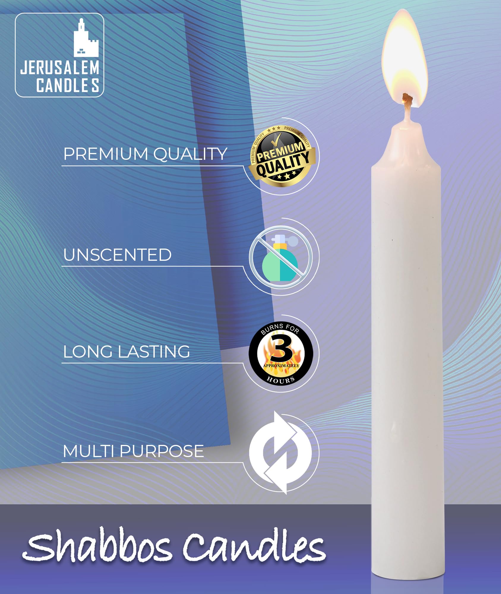 Świece Shabbat - tradycyjne świece Shabbos - 3 godziny - 2 sztuki x 72 świece, (144 świece)