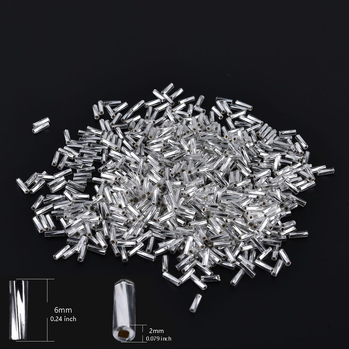 1050pcs 2x7mm Silver Glass Bugle Beads Tube Twisted Seed Beads for Earring Bracelet Necklace Jewelry DIY Craft Making AAA - Image 6