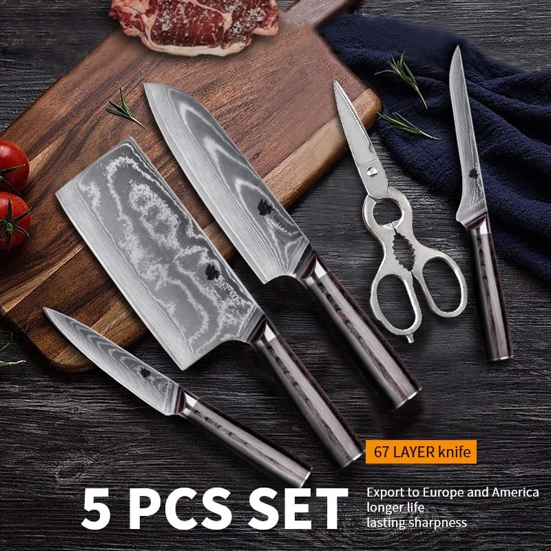Set Cuchillos Cocina 5 Piezas Acero Damasco miniatura 2