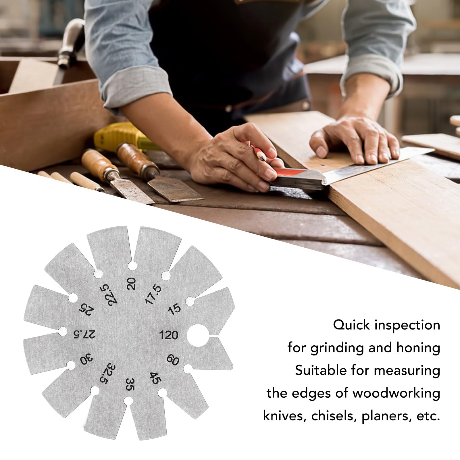 Bevel Gauge, Stainless Steel Knife Blade Angle Gauge High MultiPurpose Resistant 2Pcs Portable Fine Workmanship for Woodworking