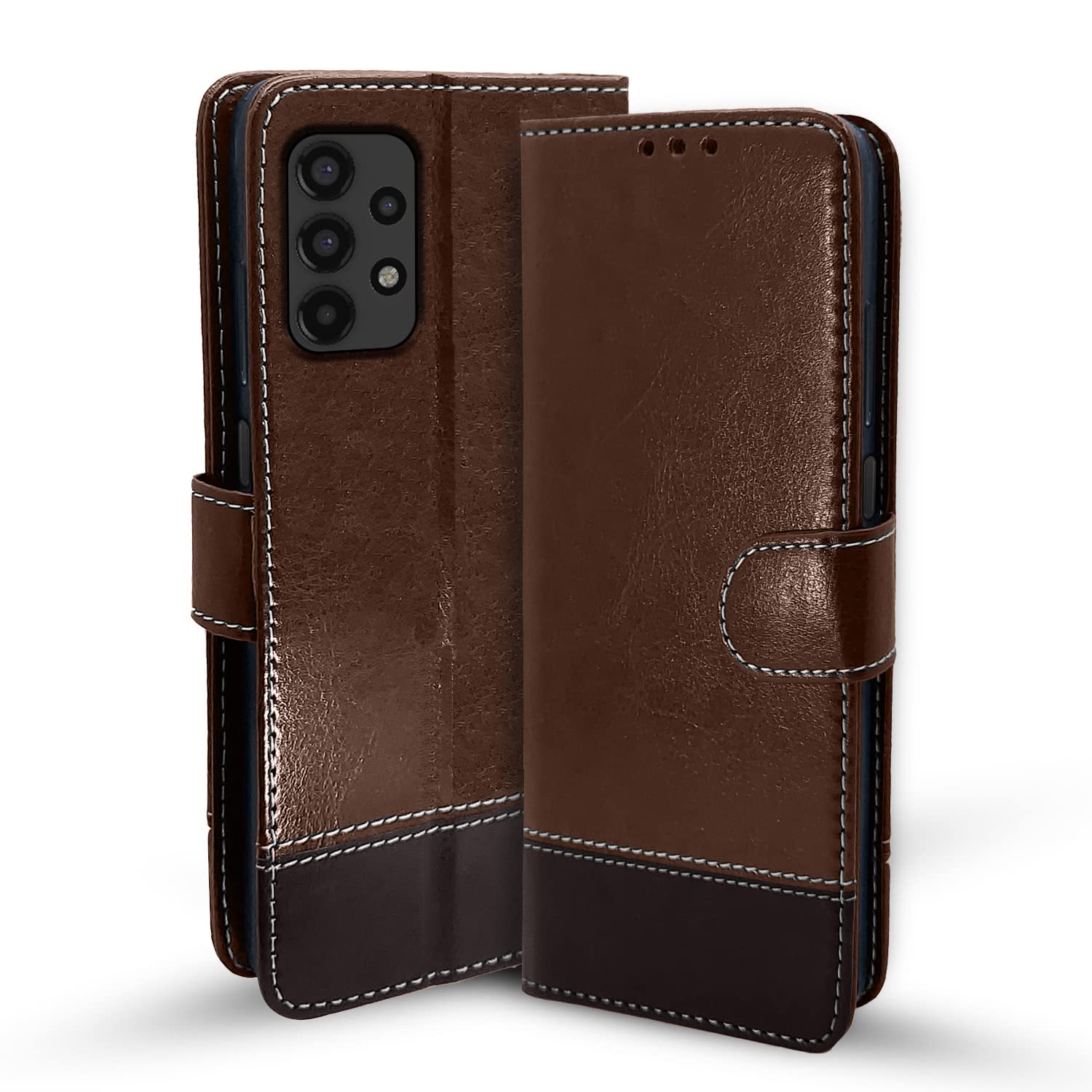 Pikkme Samsung Galaxy A13 4G Flip Cover | Dual-Tone PU Leather Finish | Wallet Style & Stand | Magnetic Flip Case for Samsung Galaxy A13 4G (Brown & Coffee) (B09XDMWK5F) Amazon Price History, Amazon Price Tracker
