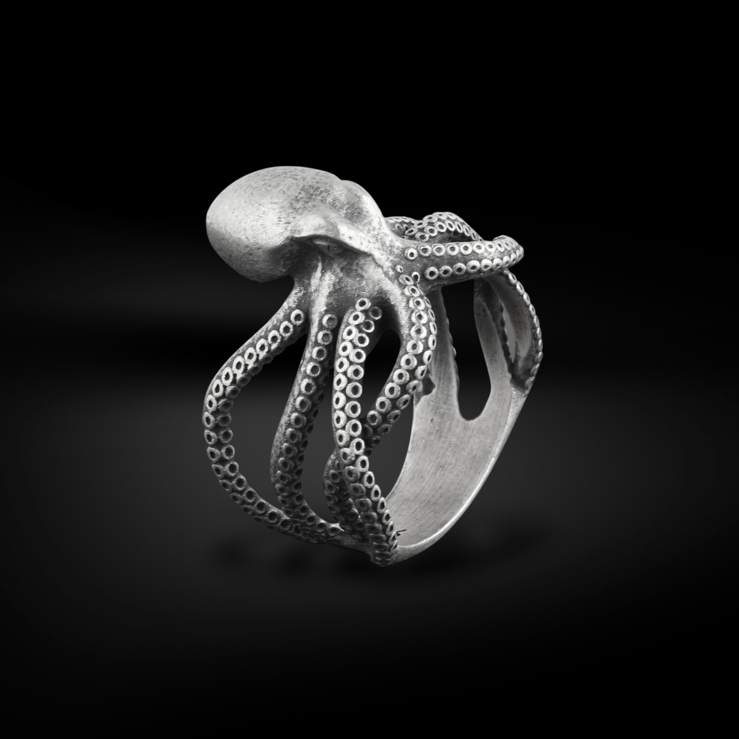 BySilverStone Jewelry Silberring Für Herren – Außergewöhnlicher Oktopus-Ring, Kraken-Ring Aus Oxidiertem Sterlingsilber, Meerestier-Ring Für Freund, Ozean-Ring Für Ehemann,