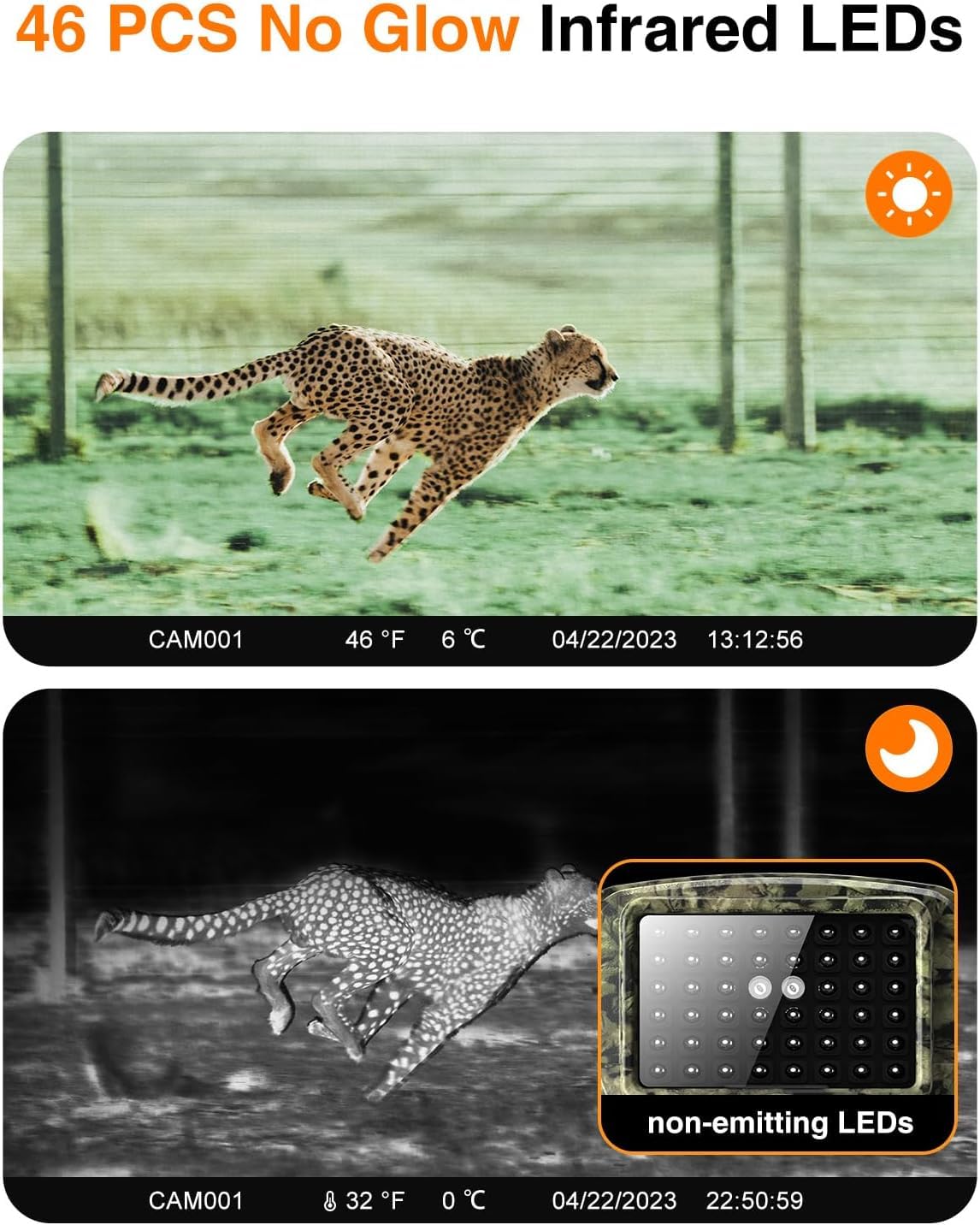 Cámaras de Caza 60MP 4K H.264 Video, Fototrampeo con Visión Nocturna 30m y Activación 0.1s, LED IR 940 NM No-Glow, IP66 - Espía Vigilancia Coche Caza Exterior Nocturna