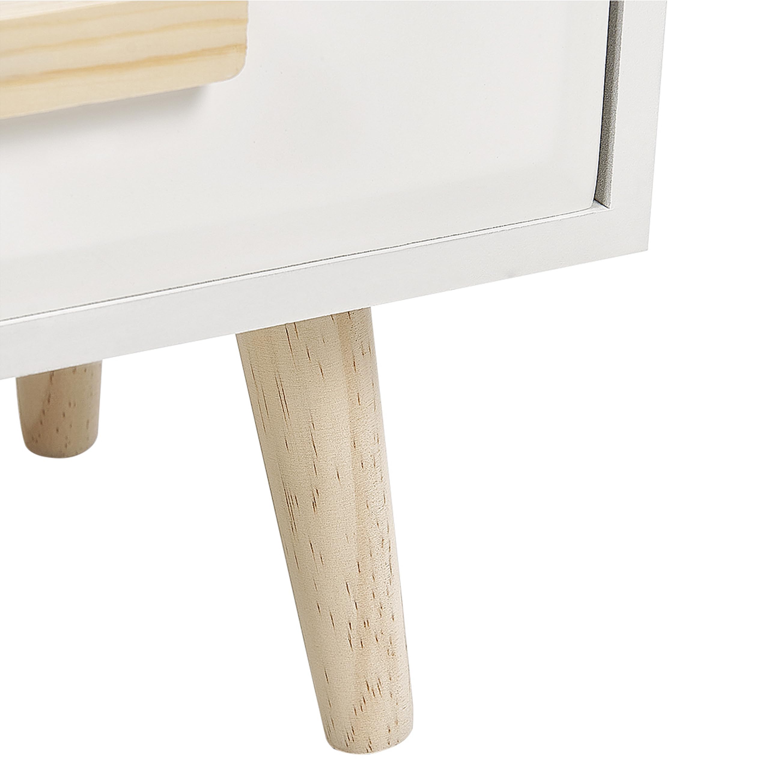 Beliani Table de Chevet Moderne Table de Nuit 1 Tiroir et 1 Etagère Bois Clair et Blanc Nesika