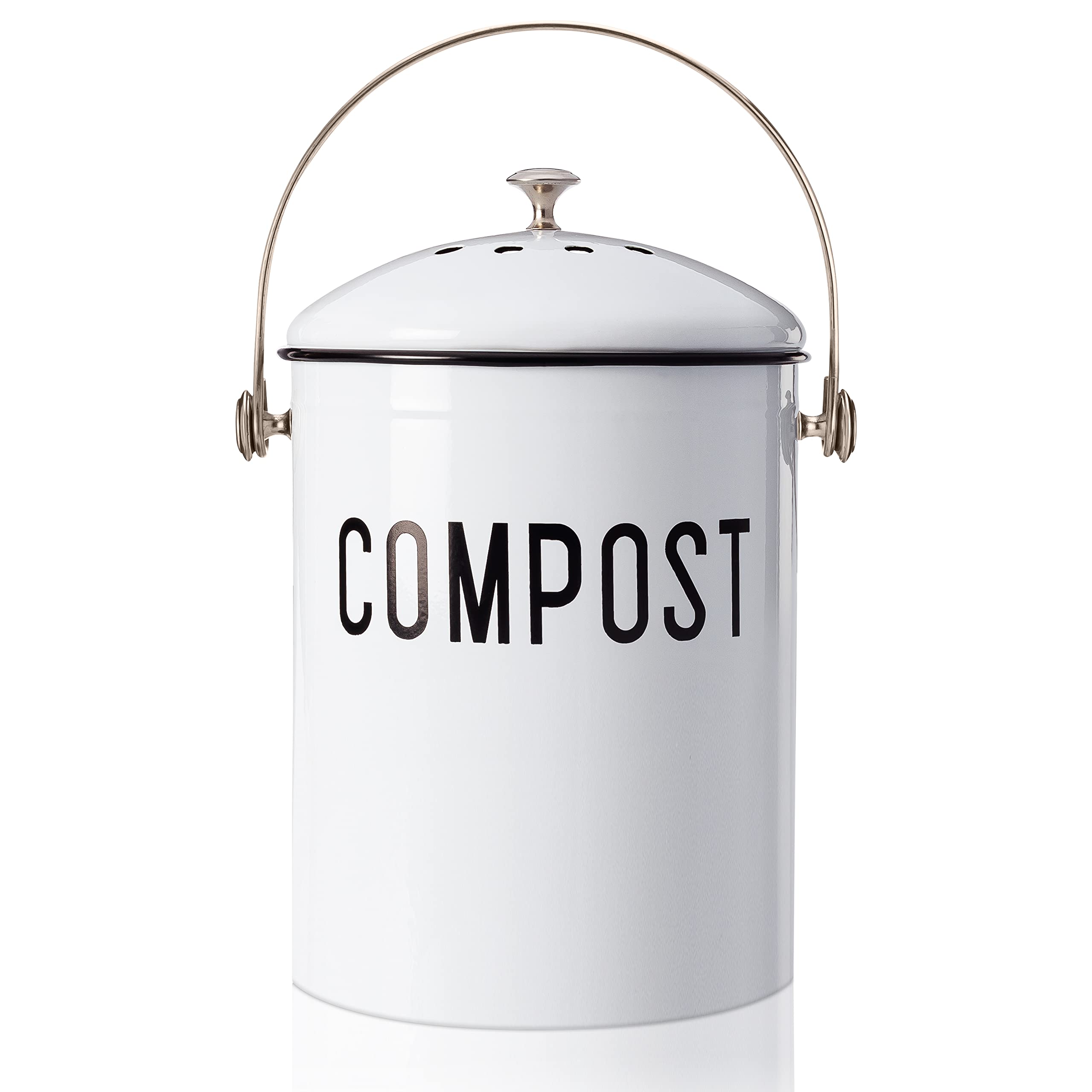JRW Design White Kitchen Compost Bin Plus 2 Non-Smell Filters