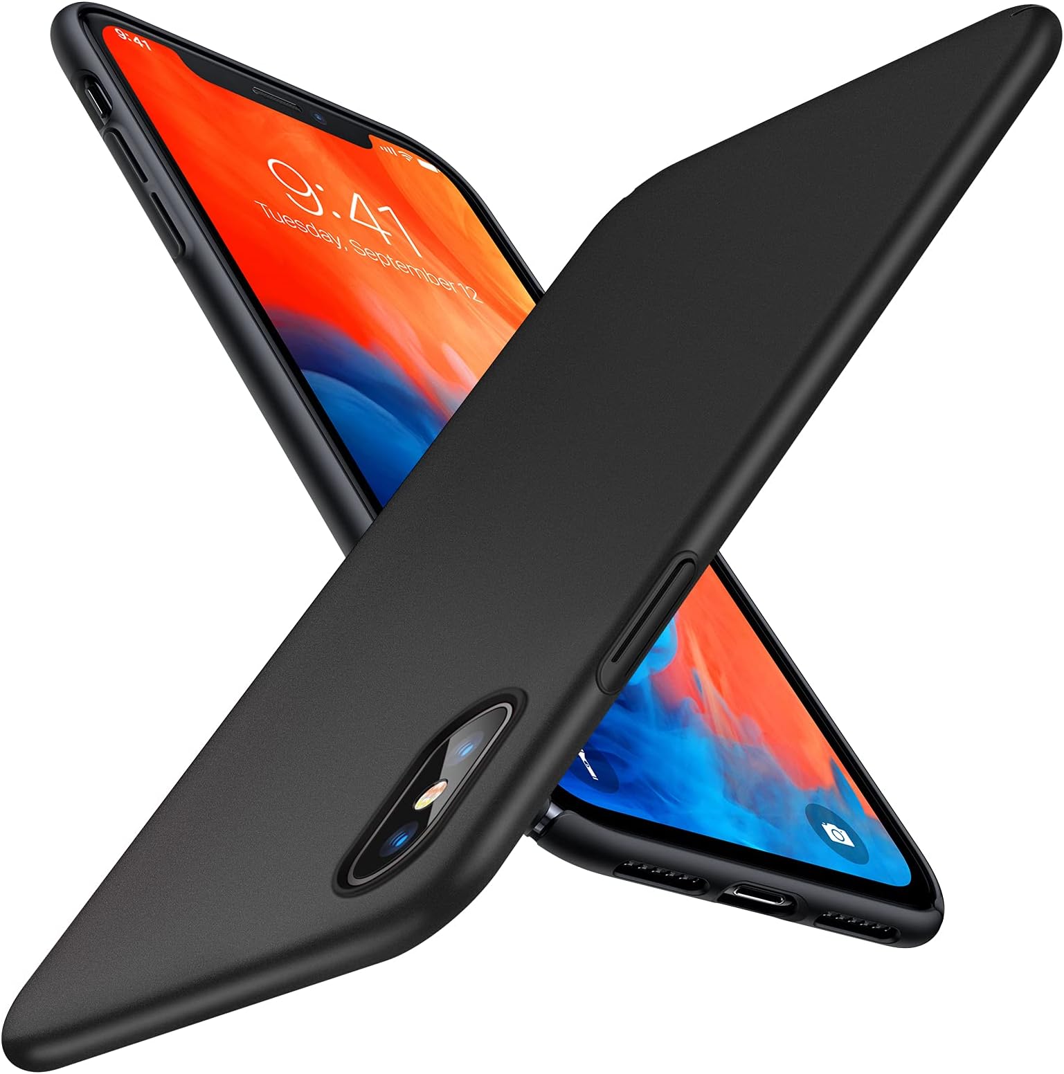 TORRAS Slim Fit iPhone Xs/X Case, Ultra-Thin Matte Hard Cover, Lightweight & Protective, 5.8 inch, Chimney Black