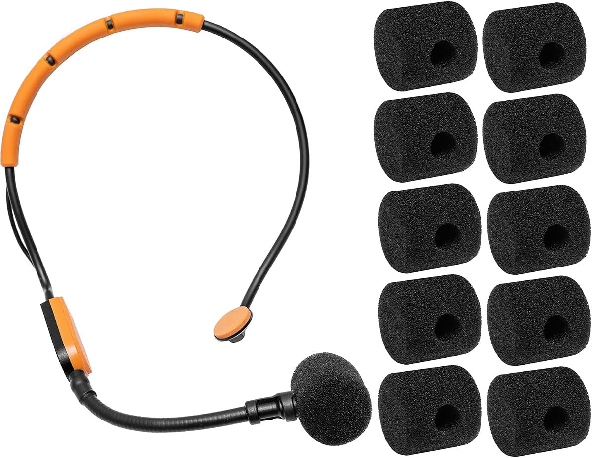 10 Pcs Mic Covers Pop Filter Compatible with Shure SM31FH SM31 Fitness Headset, PGA31, P31 Headset Microphone Bulk Value Bundle Windscreen (All Black)