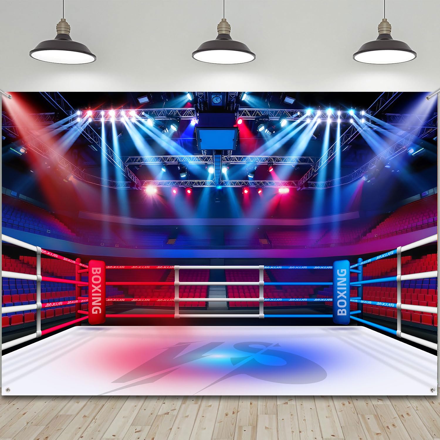 HANYING 10x7ft Boxing Backdrop for Birthday Party Cartoon Fighting Athletic Ring Photography Background Kids Boys Party Decora Man Boys Boxing Match