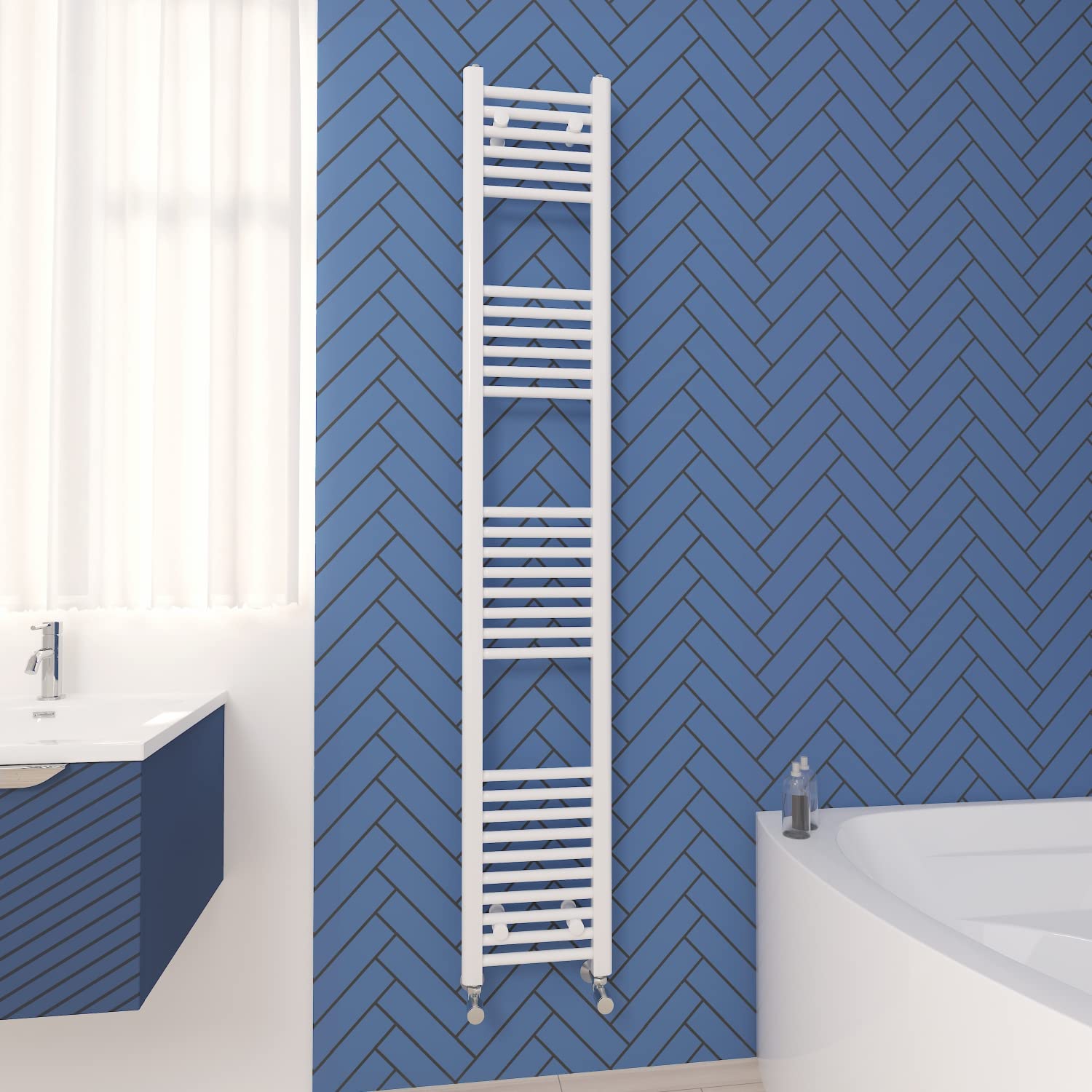 NRG Straight Central Heating Towel Rail Bathroom Radiator White 1800×300mm