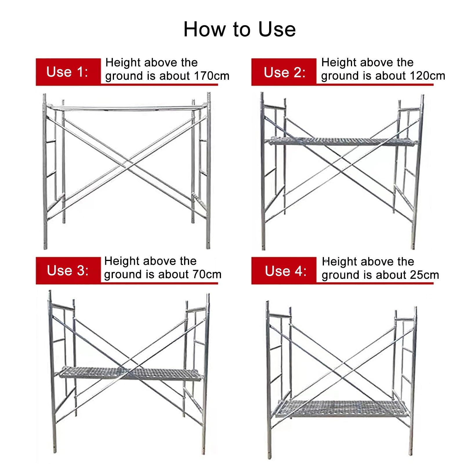 Andamios portátiles, Plataforma móvil para Andamios, Torre de Andamios Ajustable de 1,8 Metros de Altura, para escaleras domésticas, techos y almacenes, Capacidad de Carga de 227 kg, multius