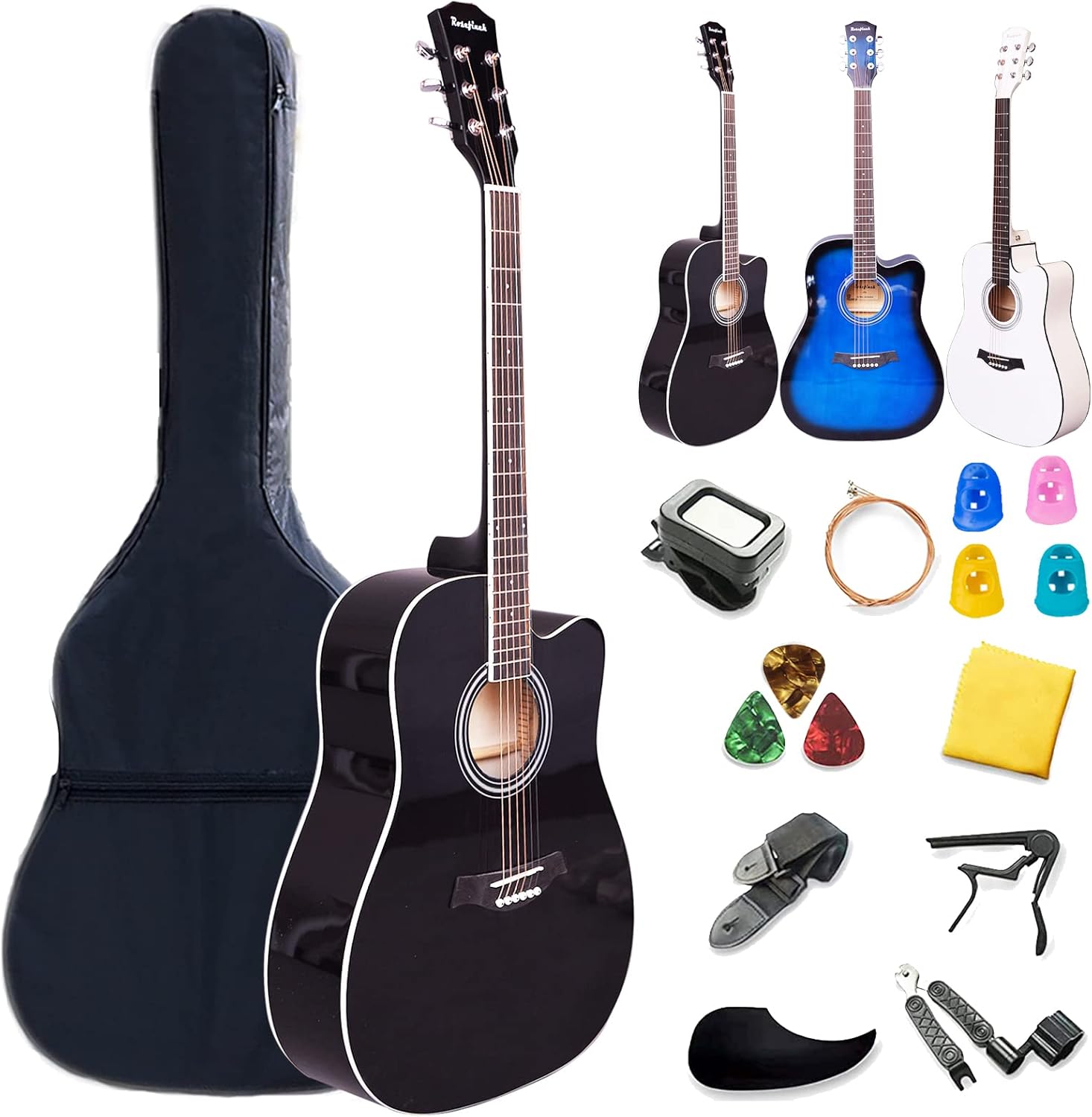 Acoustic Guitar Beginner Kit Full Size 41 inch Steel String Dreadnought