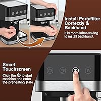 Vista 7 de Máquinas de café expreso de 20 bares, 1050 W, máquina de café con leche a presión, máquina de café expresso con espumador de leche, tanque de agua