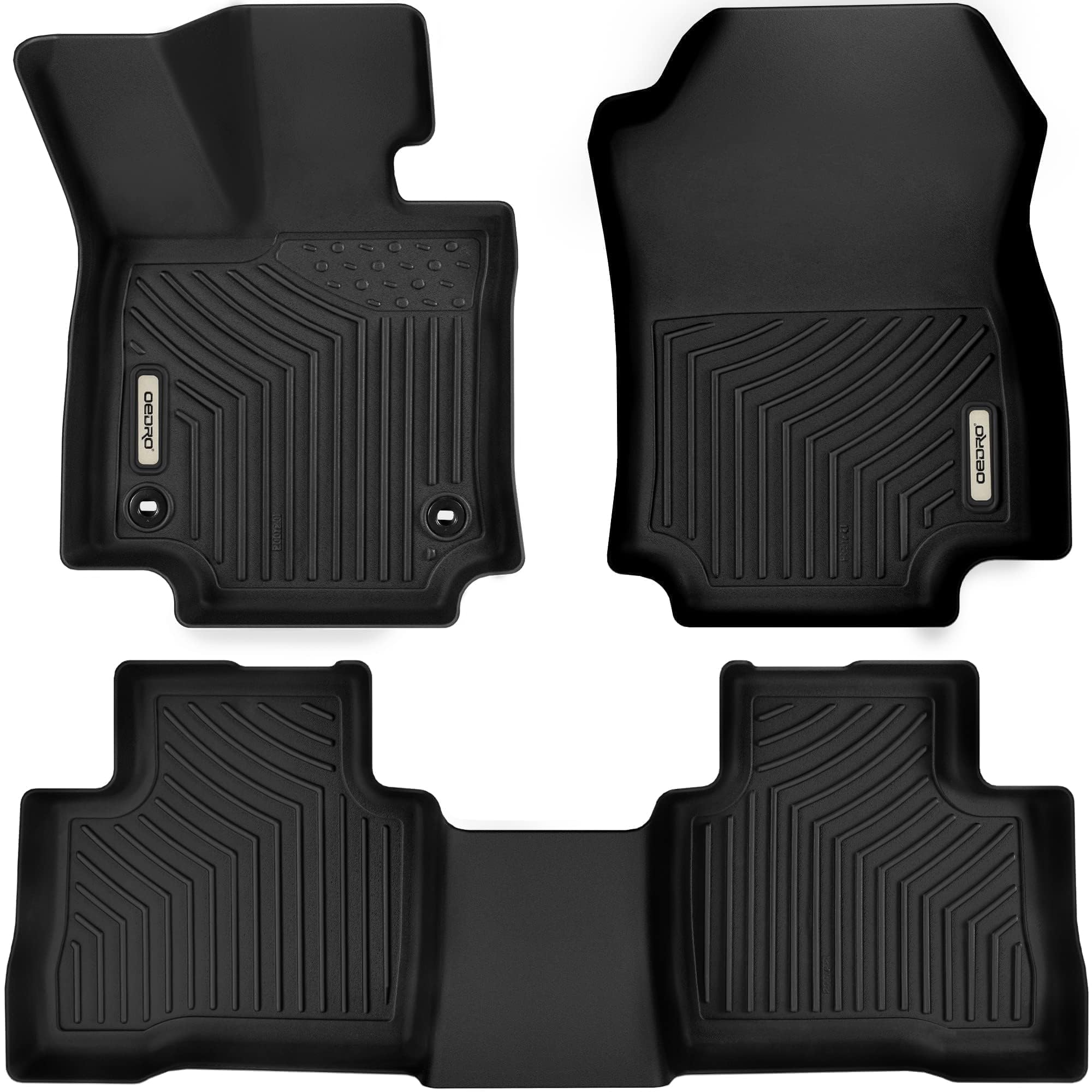 OEDRO All-Weather Floor Mats Fit for 2019-2024 Toyota RAV4 Hybrid and Prime, Unique Black TPE Fit Car Floor Liners Front and Rear mats 1st & 2nd Row