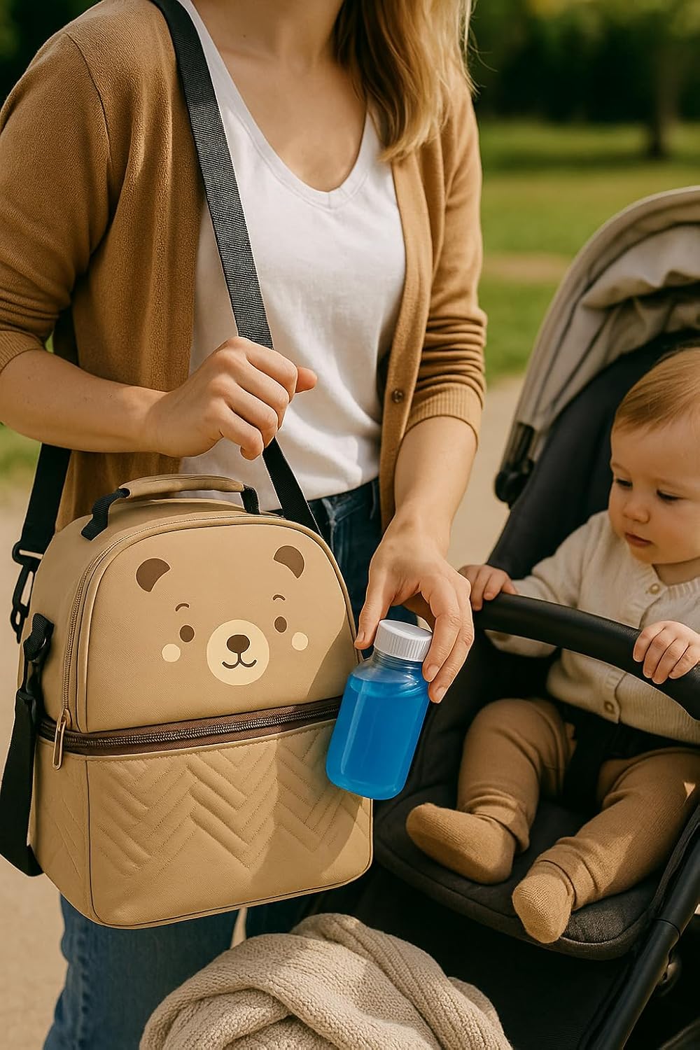 breast milk cooler travel bag with an exclusive and delicate design, five Breastmilk Storage Bags are included with your cooler bag, baby bag, baby bottle bag,