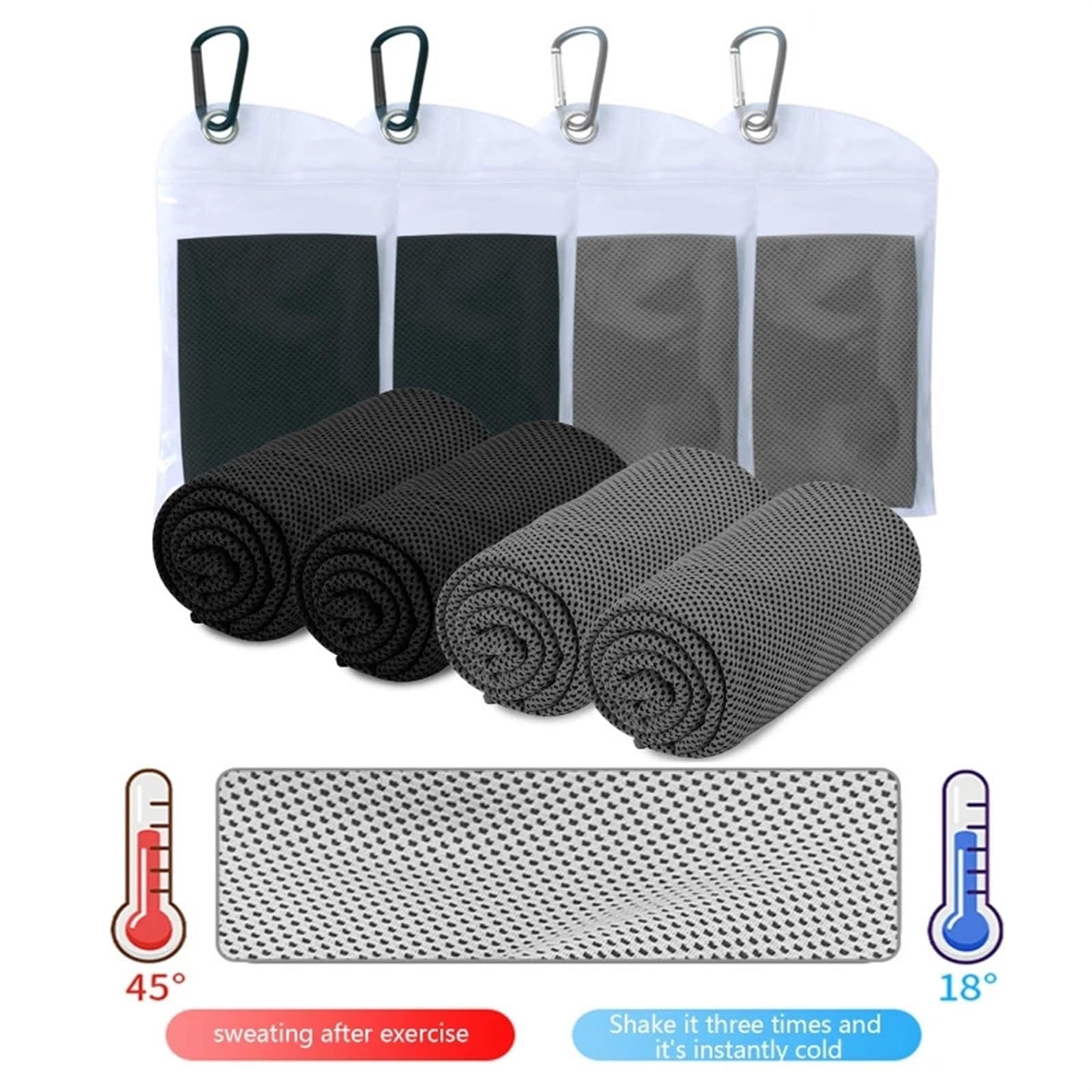 Serviette Sport Lot de 4 Serviettes de Sport rafraîchissantes, Serviette rafraîchissante à soulagement instantané, Serviette en Tissu Absorbant la Transpiration et Respirante for Le Yoga