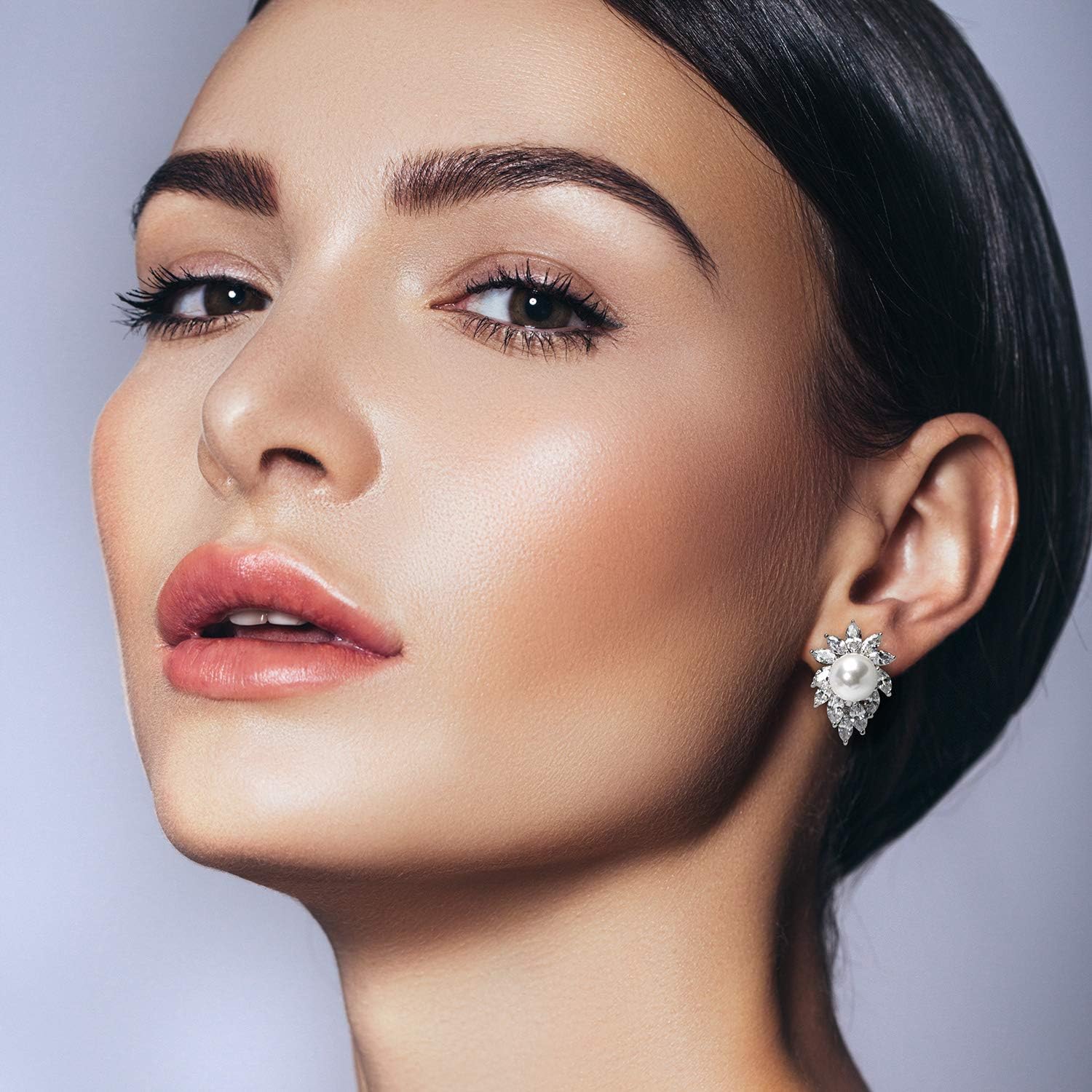 Vintage Victorian Holiday Style Cocktail Wedding Bridal Clear Blue Ribbon baguette Cubic Zirconia CZ Bow Drop Stud Earrings For Women Silver Plated - Image 6