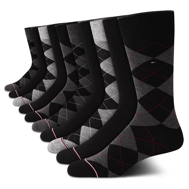 Tommy Hilfiger Mens Casual Soft Cotton Blend Crew Socks - 10 Pack