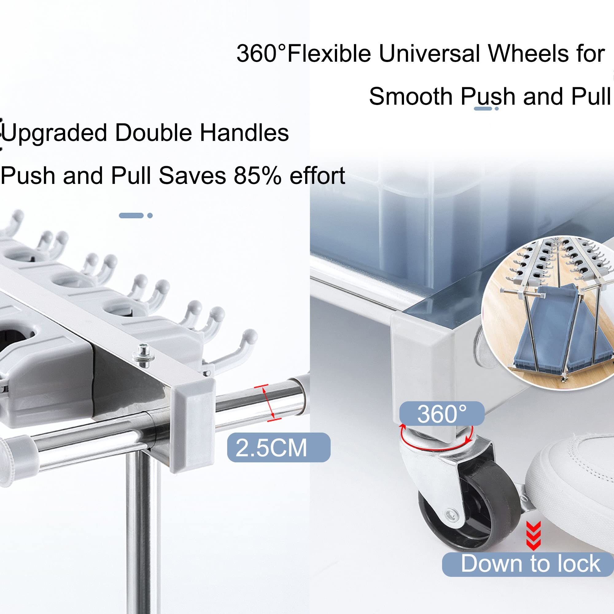 Rack Drain Scolp Mop Scolp Mop Mobilny Organizator materiałów czyszczących, Wózek do czyszczenia, wózek do czyszczenia, wózek do sprzątania, wirownica z kołem, R ogród, garaż, szkoła / bludop
