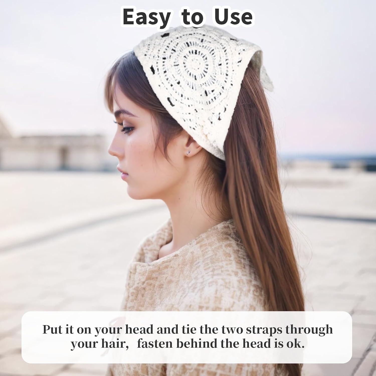 2 PCS Crochet Headband, Crochet Bandanas for Women, Hair Scarf Headbands, Cute Headbands, Headscarf - Image 6