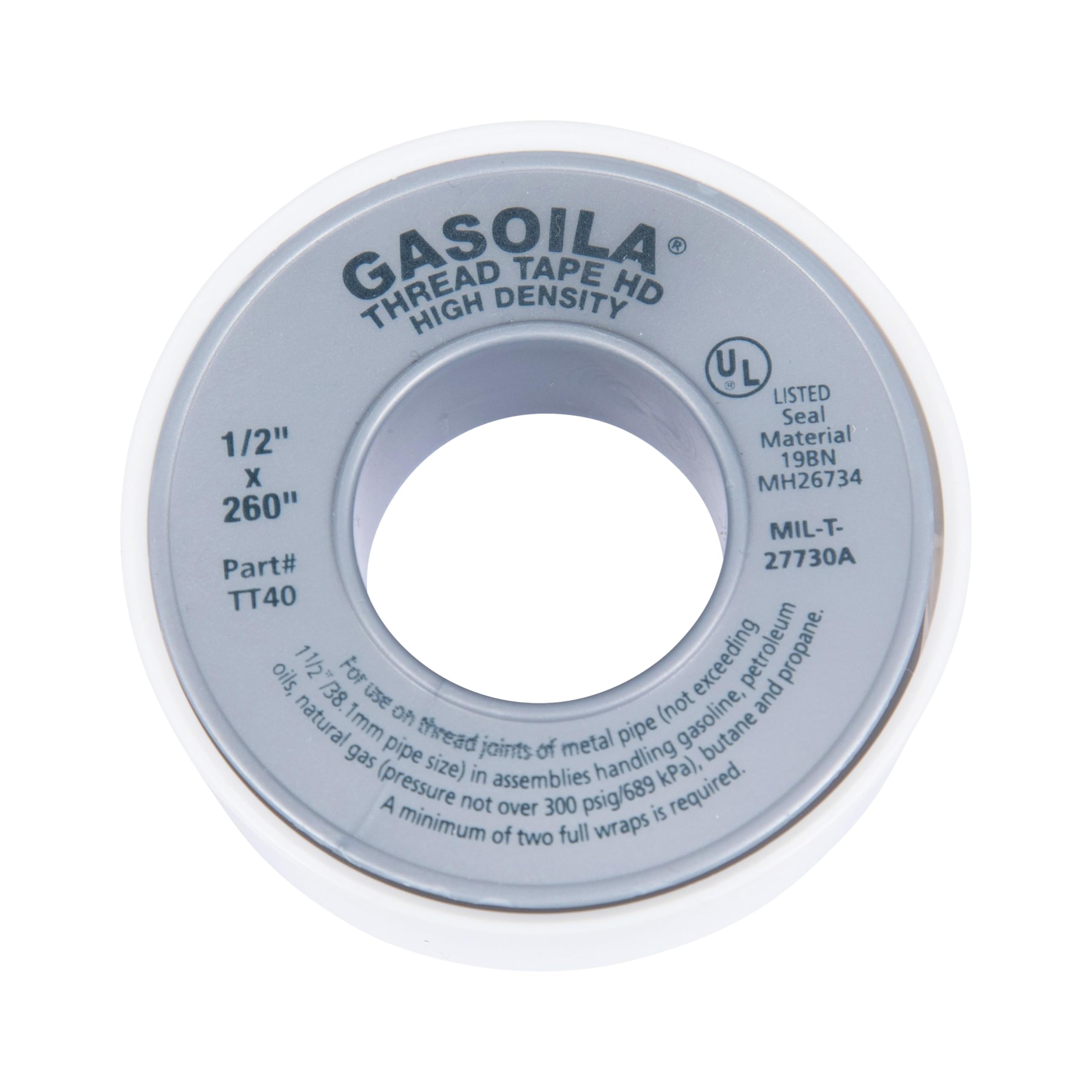 Gasoila PTFE Thread Seal Tape – Professional-Grade, 1/2 Inch x 260 Inch, High-Density Thread Tape for Plumbing, HVAC, Gas Lines, Water Pipes, and Air