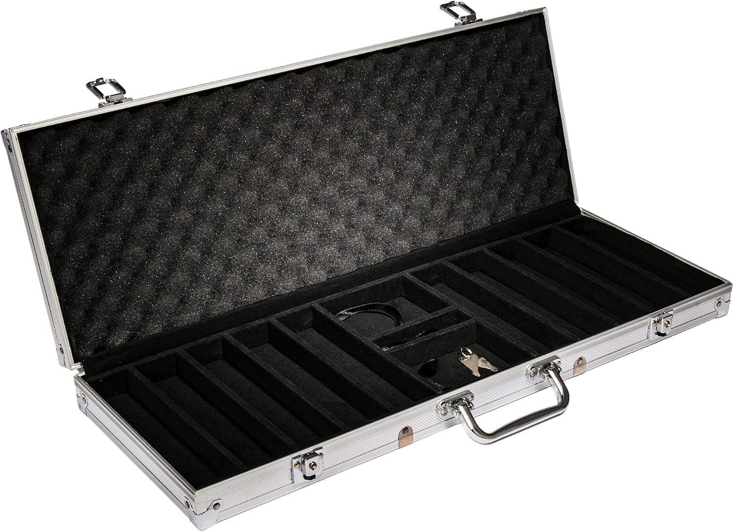 500 Count Capacity Aluminum Poker Chip Case - Includes Bonus Dealer Button!