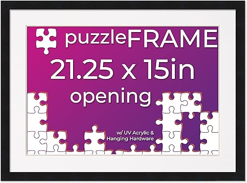 Miniatura 76 de Poster Palooza 16x20 Jigsaw Puzzle Frame Kit - Kit Includes Puzzle Glue Sheets, Black Wood Puzzle Frame with White Mat, UV Acrylic, Backing, Hanging