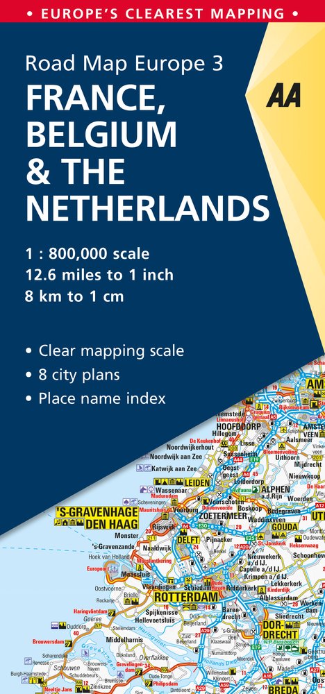 3. France, Belgium & the Netherlands: AA Road Map Europe Map – Folded Map, 2 Jan. 2018