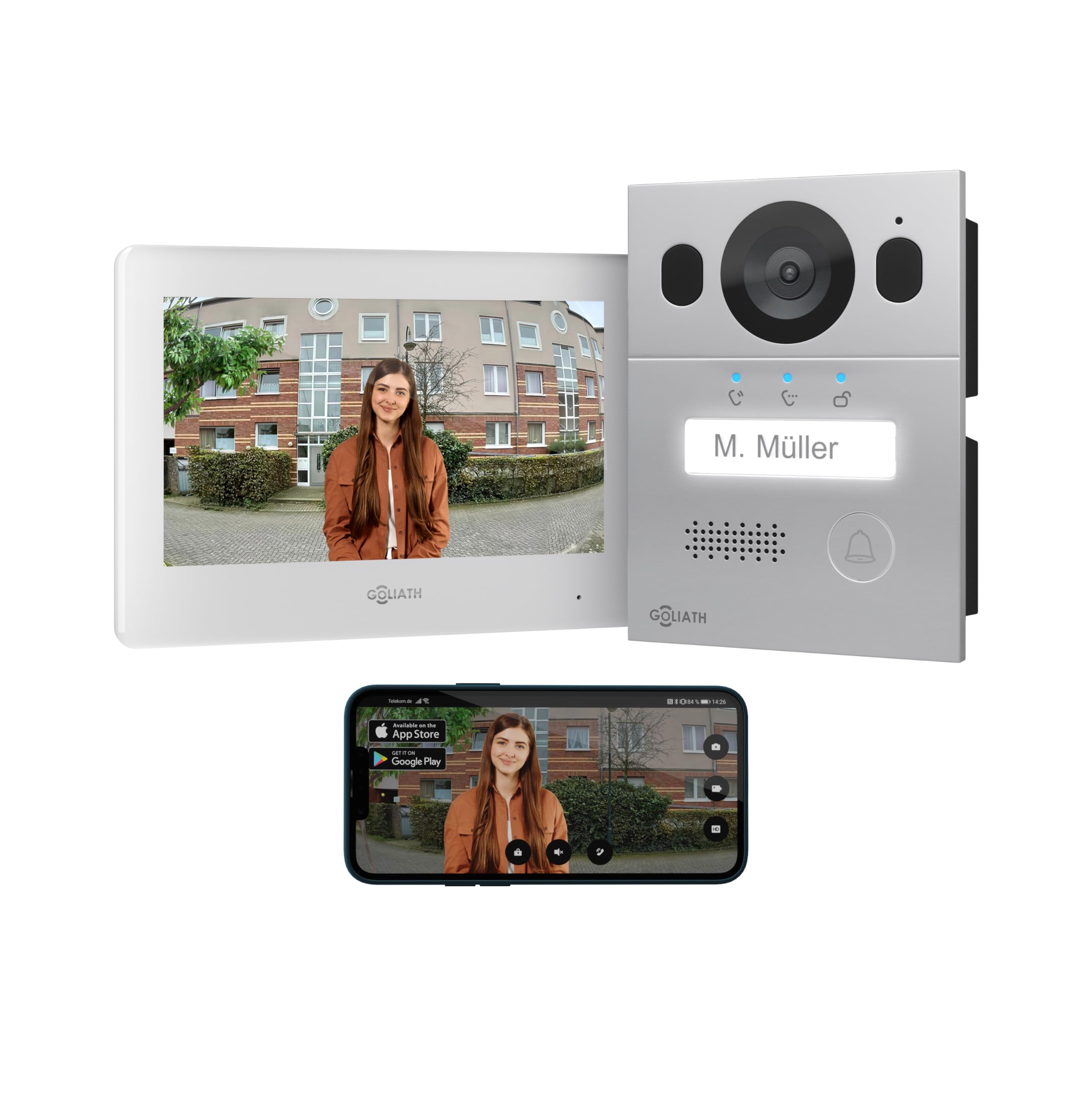 Goliath® Videoportero [Monitor 7"] Portero Automatico con Camara - Videoportero 2 Hilos - Telefonillo con Camara - Video Portero - Resistente al Clima y vandalismo - Empotrada