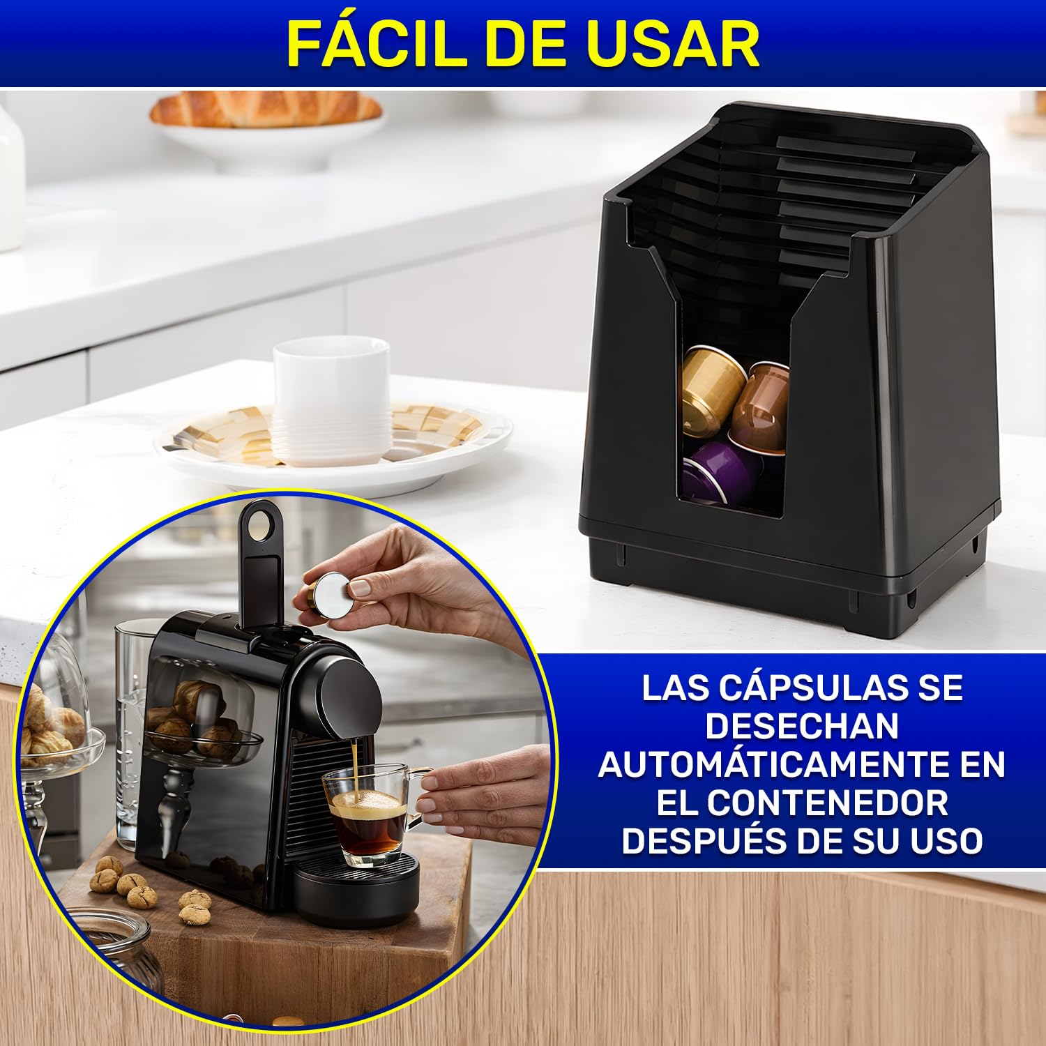 MONTERAL Contenedor de Cápsulas para Cafetera Capsulas con Código Original FL306195 para DeLonghi EN85 para Magimix M115 Essenza Mini - Garantía de 10 Años