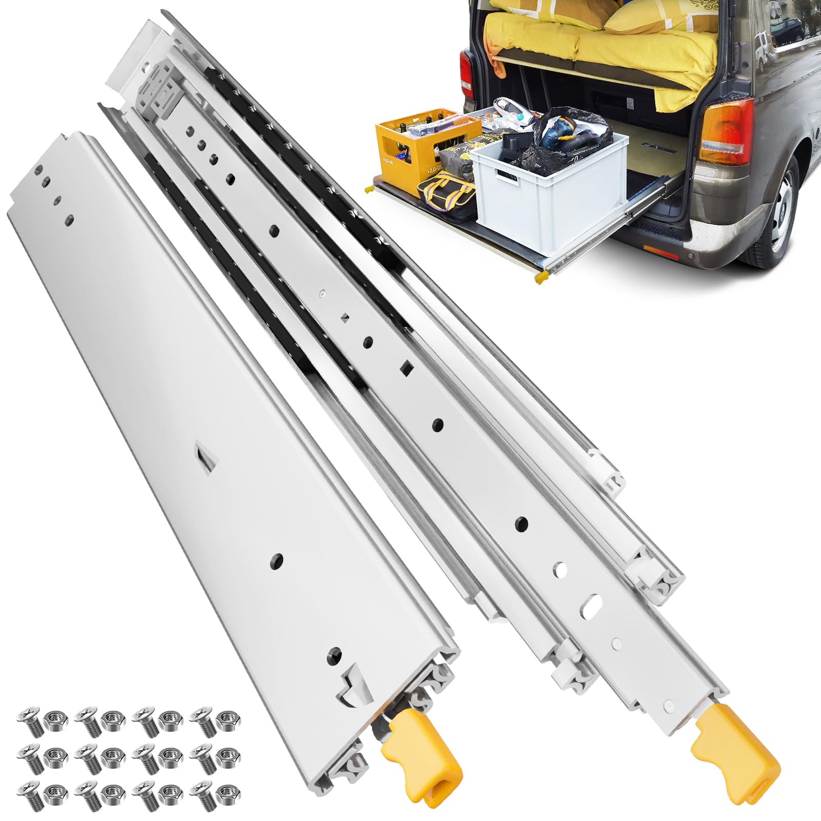 Tobegreat 76Mm Wide (With Lock) Heavy Duty Drawer Runners With Lock Max Load 220Kg Industrial Drawer Slides Full Extension With Ball Bearing Rails 16 Inch(400Mm), Side Mount 1 Pair