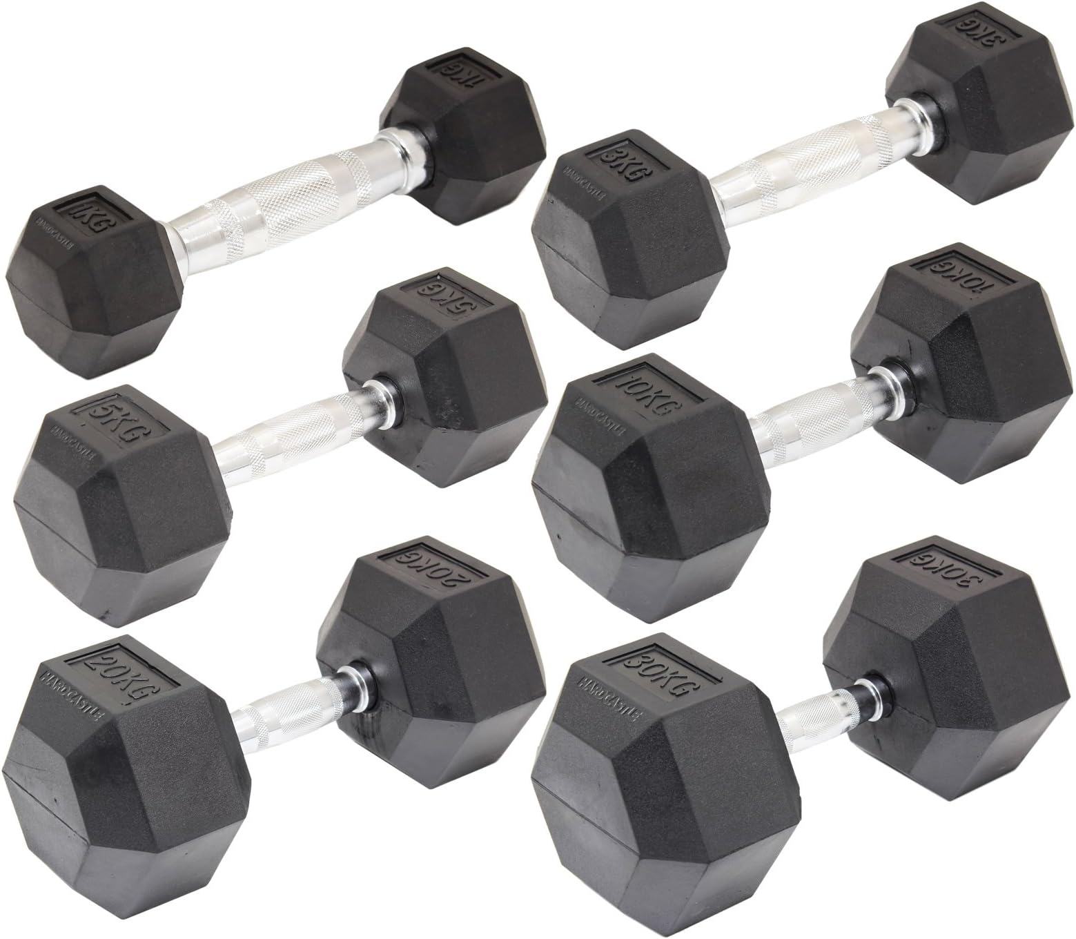Hardcastle Rubber Dumbbell Hex Weight Set - Choice of Size