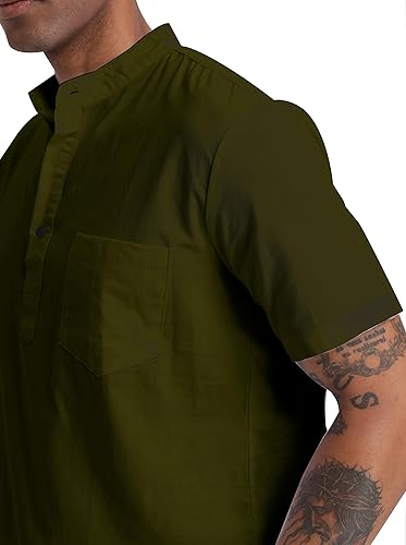 Miniatura 5 de Conjunto de algodón y lino para hombre, camisas Henley, pantalones cortos, trajes de 2 piezas, ropa de playa, traje de vacaciones a juego, ropa de