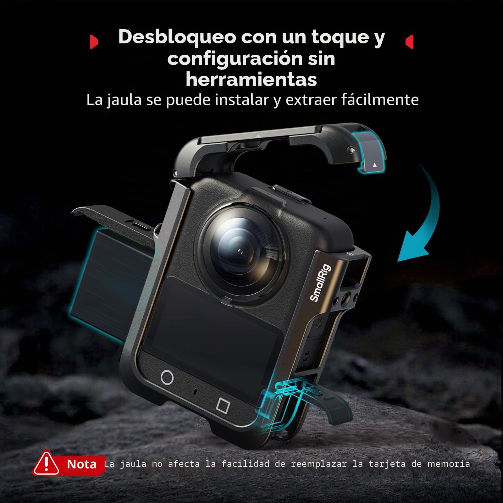 SMALLRIG Jaula para DJI Osmo Nano, Estuche de Aluminio Protector con Zapata Fría y Roscas 1/4"-20 - 5759