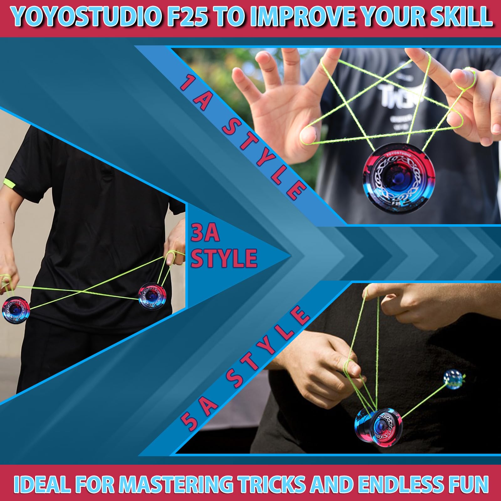 YOYOSTUDIO F25 Responsive Yoyo (Nero Blu Rosso)