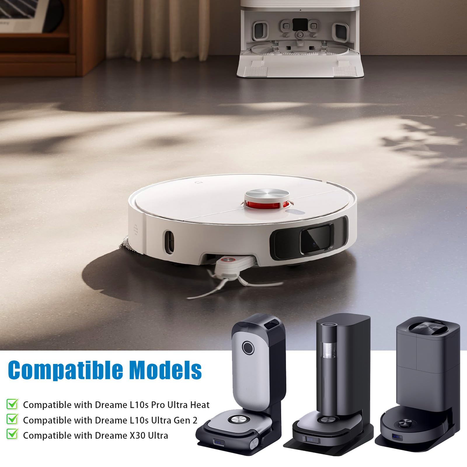Kit di accessori Compatibile con Dreame L10s Pro Ultra Heat / L10s Ultra Gen 2 / X30 Ultra Aspirapolvere Robot, Ricambi 2 Spazzola Principale 6 Spazzole Laterali 4 Filtro 6 Mop 6 Sacchetti Polvere