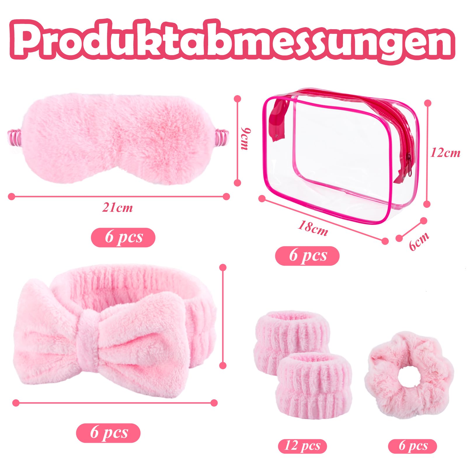 YXSJAS 30 pezzi Spa Sleepover Party Forniture per Ragazza Pigiama Bomboniera con Arcobaleno Peluche Maschera per gli Occhi in Velluto Diamante Scrunchie Bow Skincare Fascia Gradiente Braccialetto Rosa