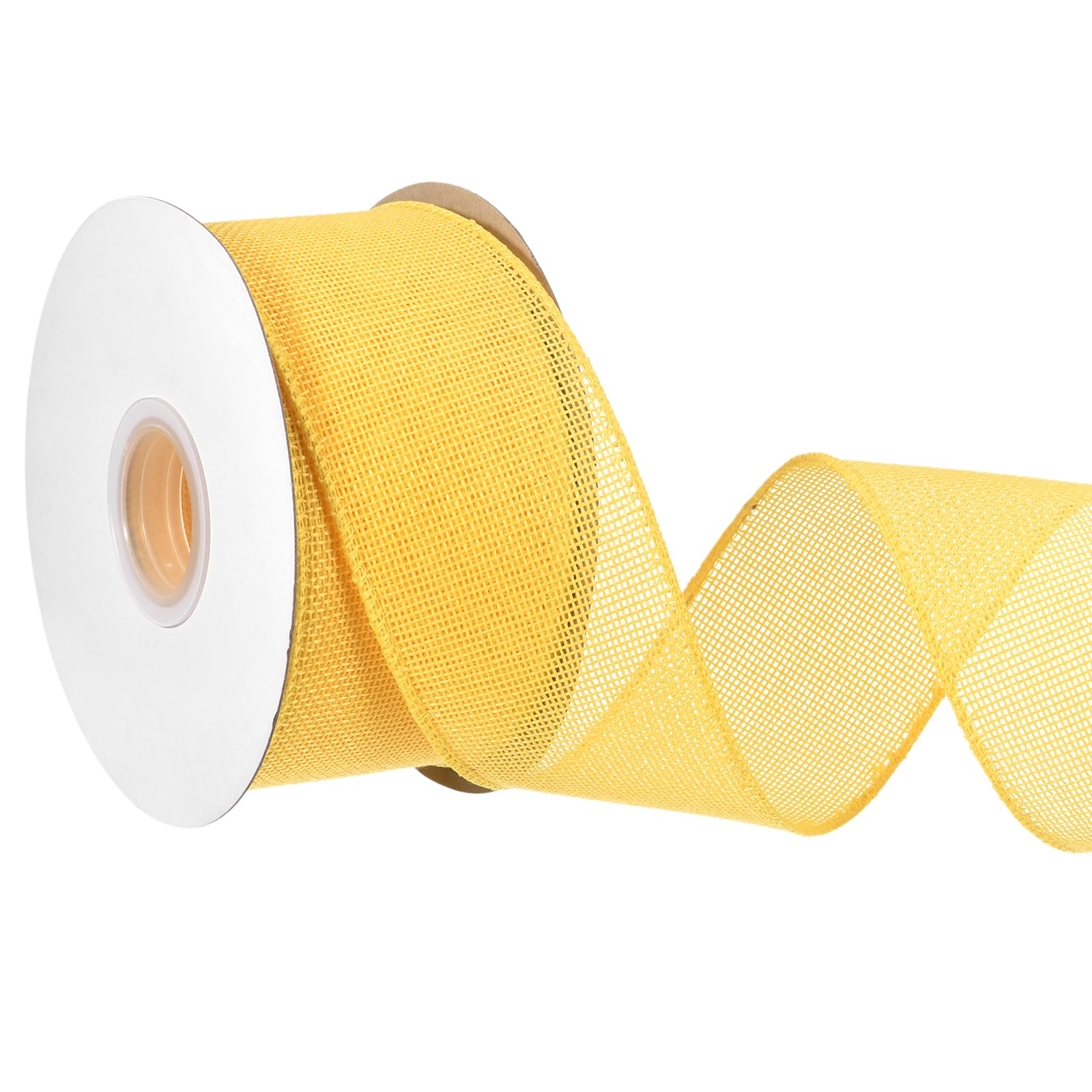 PATIKIL Burlap Wired Ribbon, (63mm x 18.2m, Yellow), Wired Edge Linen Wired Ribbons, Suit for - Crafts/Wreath/Bow Making/Gift Wrapping/Christmas Tree Decoration
