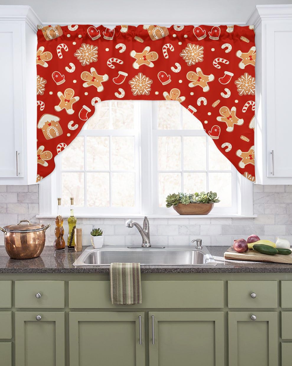 Amazon.com: Swag Valance Curtains for Kitchen, Red Christmas