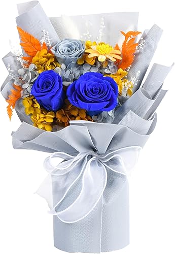 lovenfold Flores para entrega Prime,Ramos de flores preservadas,Ramos de rosas azules que duran 1-3 años,Regalo para ella Cumpleaños Navidad Día de