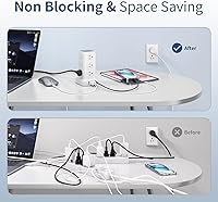 Vista 4 de Surge Protector Power Strip 6.5 FT Cord, Power Strip Tower with 4 USB Ports (1USB C), Extension Cord with 12 AC Multiple Outlets, Home Office