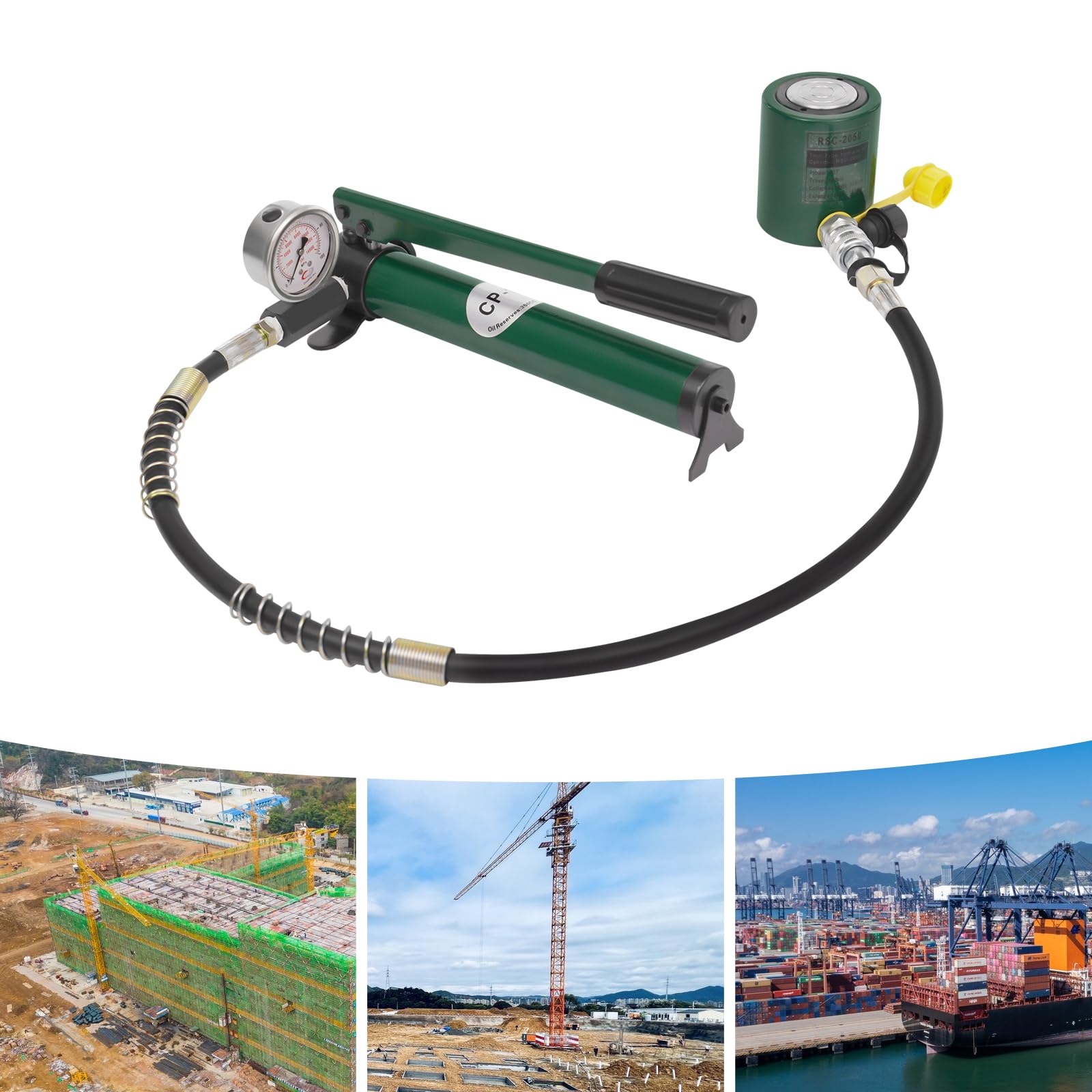 Hydraulic Ram Jack Manual Hydraulic Hand Pump 2” Short Stroke Hydraulic Cylinder Jack for Lifting Machinery Shipbuilding (RSC-2050, 20T, CP-180)