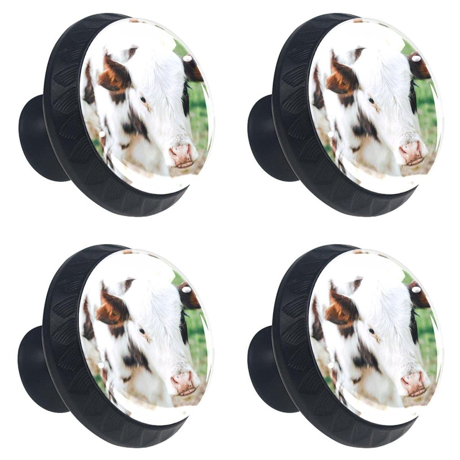 Boutons de tiroir en verre cristal de vache lot de 4 poignées avec vis pour meuble ferme