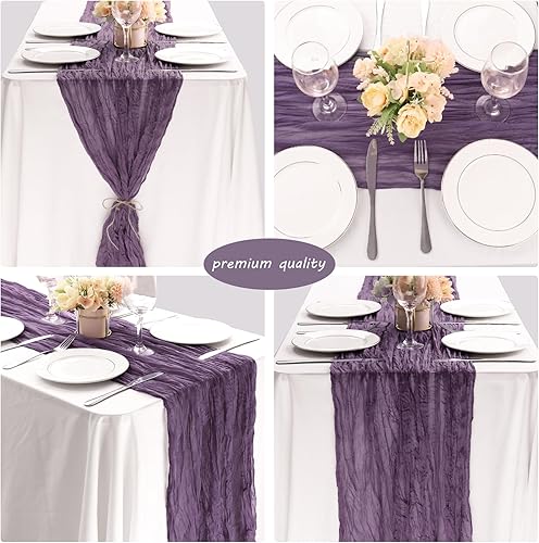 Miniatura 5 de Paquete de 12 caminos de mesa de gasa de 10 pies de 35 x 120 pulgadas, camino de mesa de gasa bohemio, tela de queso rústico, caminos de mesa largos