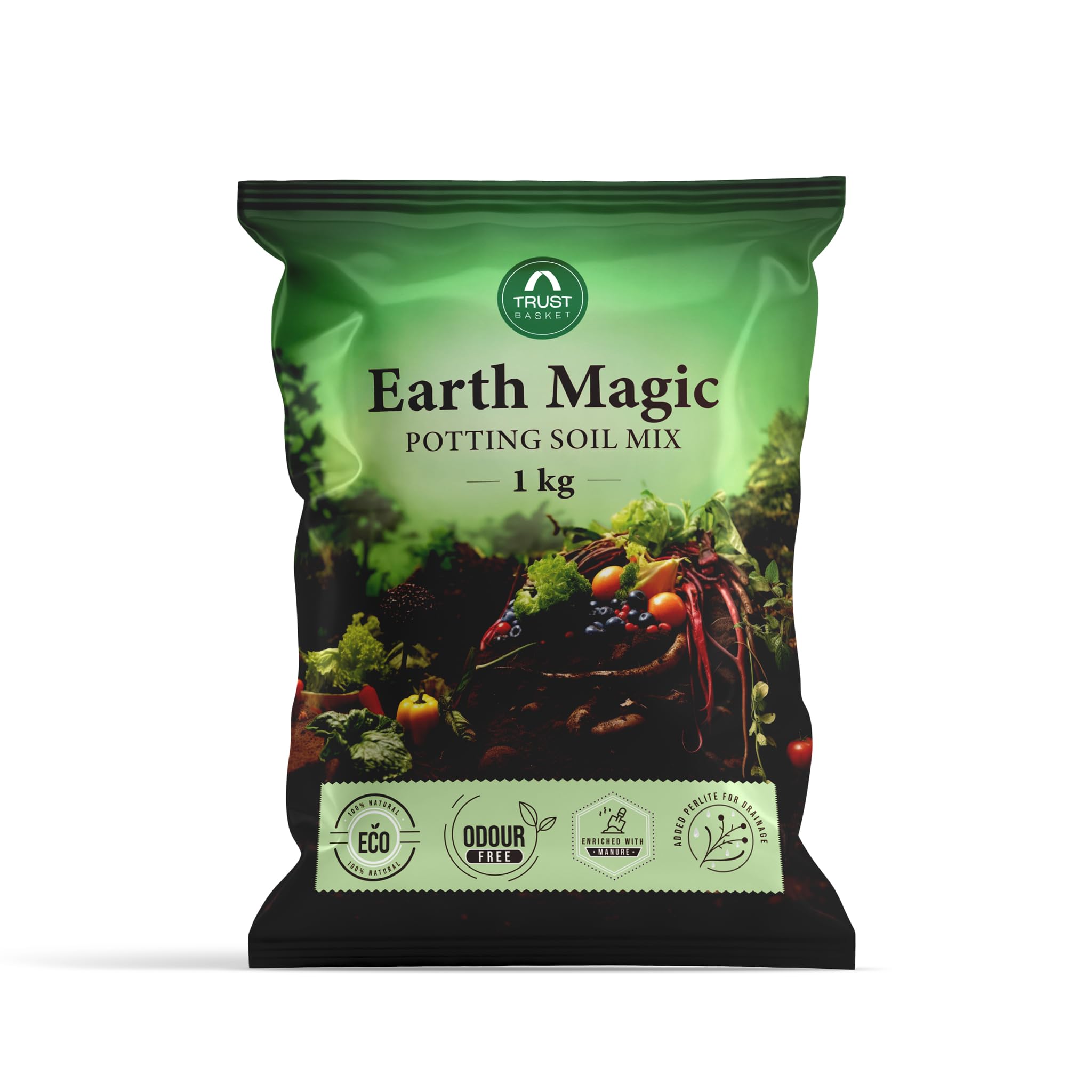 TrustBasket Earth Magic Potting Mix - 1kg | 100% Natural | Gardening | Soil Mix for Pot Plants | Manure for Home Gardening | odorless-image-13