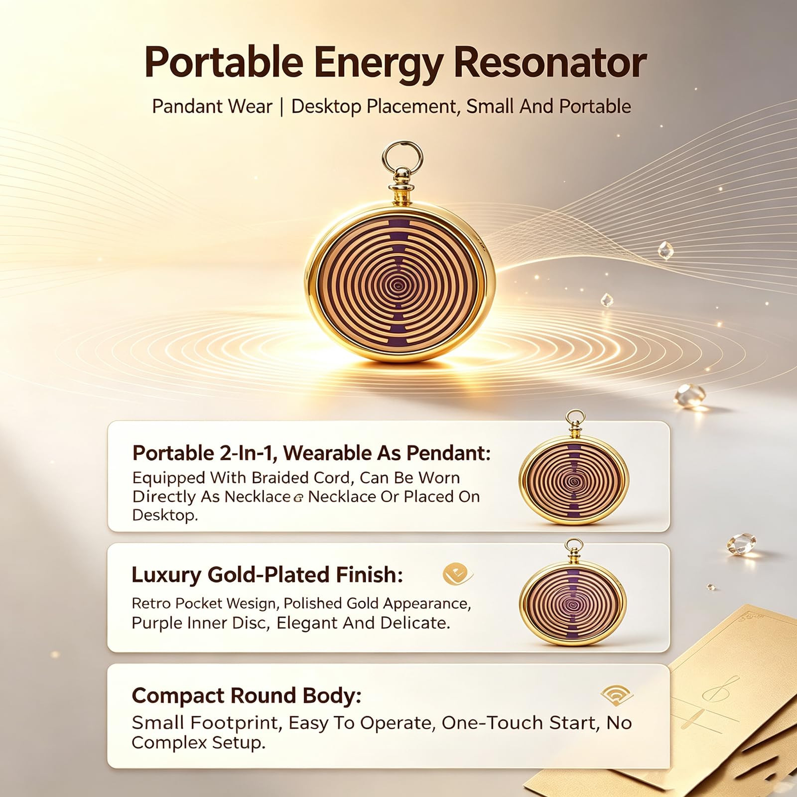 7,83 Hz Schumann generator częstotliwości, oscylator wielofalowy, cewka Tesla, z kamieniem ametystowym, pleciony sznurek, zasilany bateriami, dla relaksu, poprawy snu, medytacji