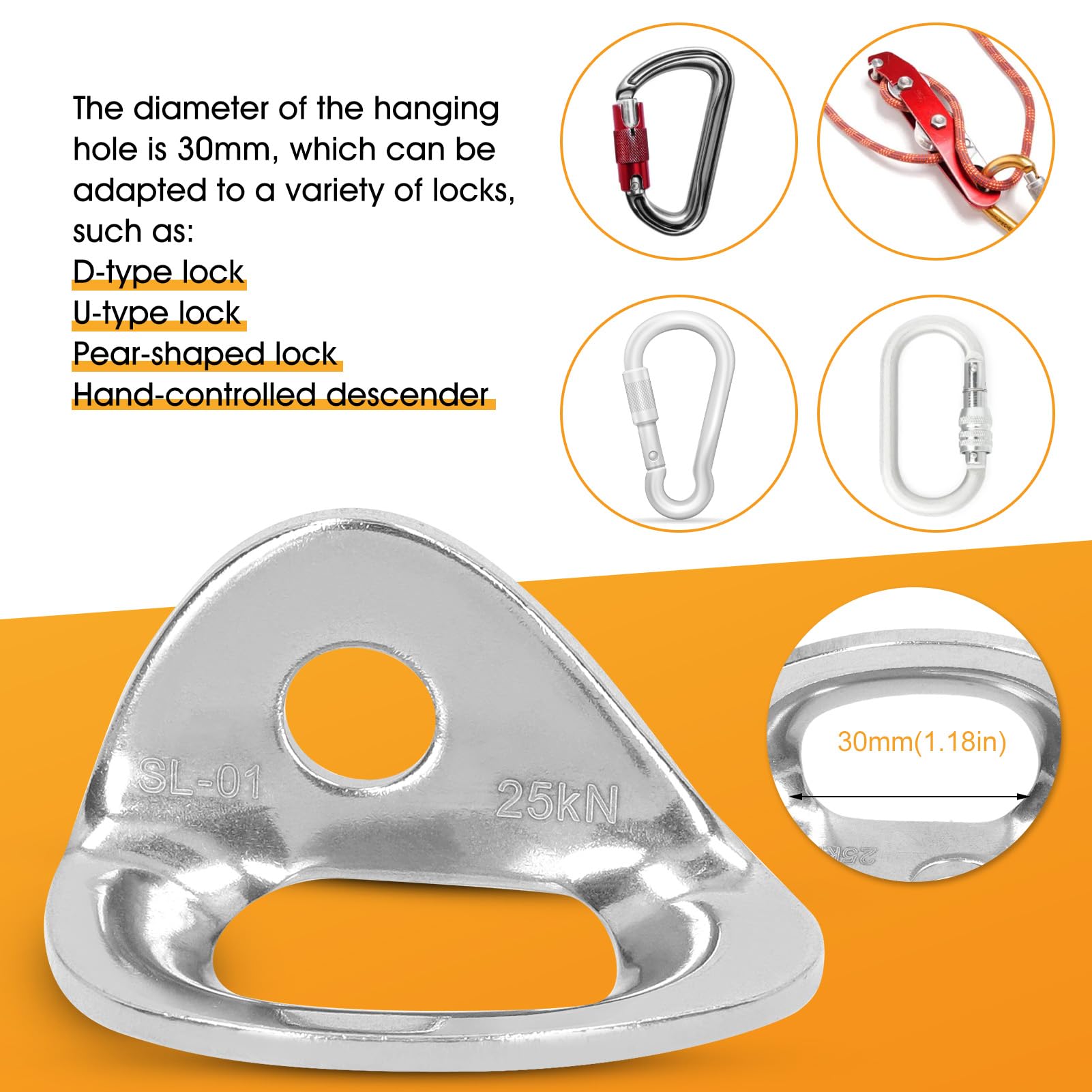 Yosoo Health Gear Pernos de Anclaje para Escalada, Acero Inoxidable 316, 10 Piezas, para Rappel, Trabajos Aéreos, Instalación de Hamacas