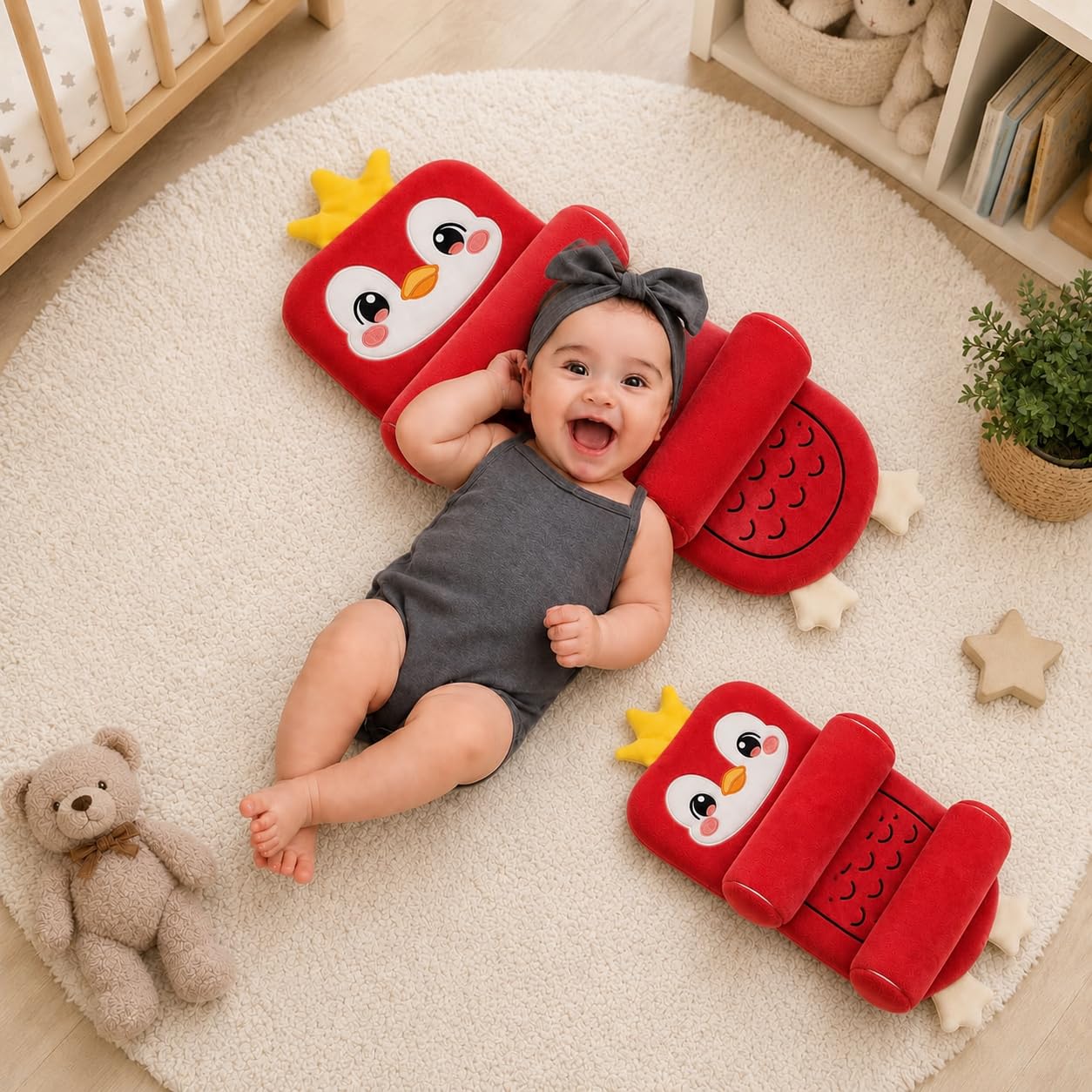 Infant Head Support Pillow for Newborn | Baby Neck Support Pillow Plush Baby Head Protection Cushion for 0-12 Months(Red)-image-41