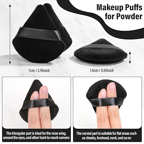 Miniatura 4 de Thrilez 20 esponjas de polvo triangulares, esponjas de maquillaje sueltas para polvo facial, almohadilla de polvo para maquillaje, almohadillas de